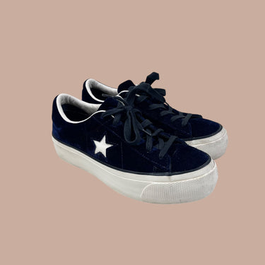 Sneakers marine en velours à semelles compensées pour femmes 7.5US