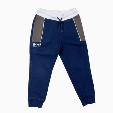 Pantalon de jogging marine et taupe en coton et poly 4Y