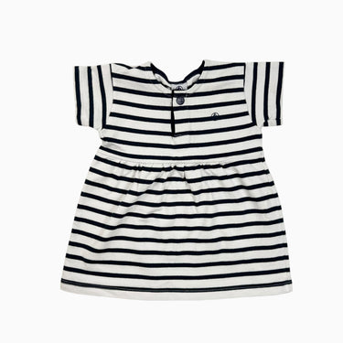 Robe blanche à rayures marine 12M