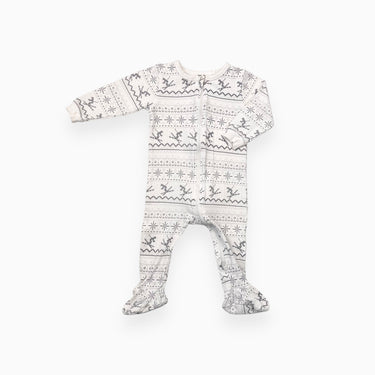 Pyjama blanc en coton à imprimé flocons et ski 9M