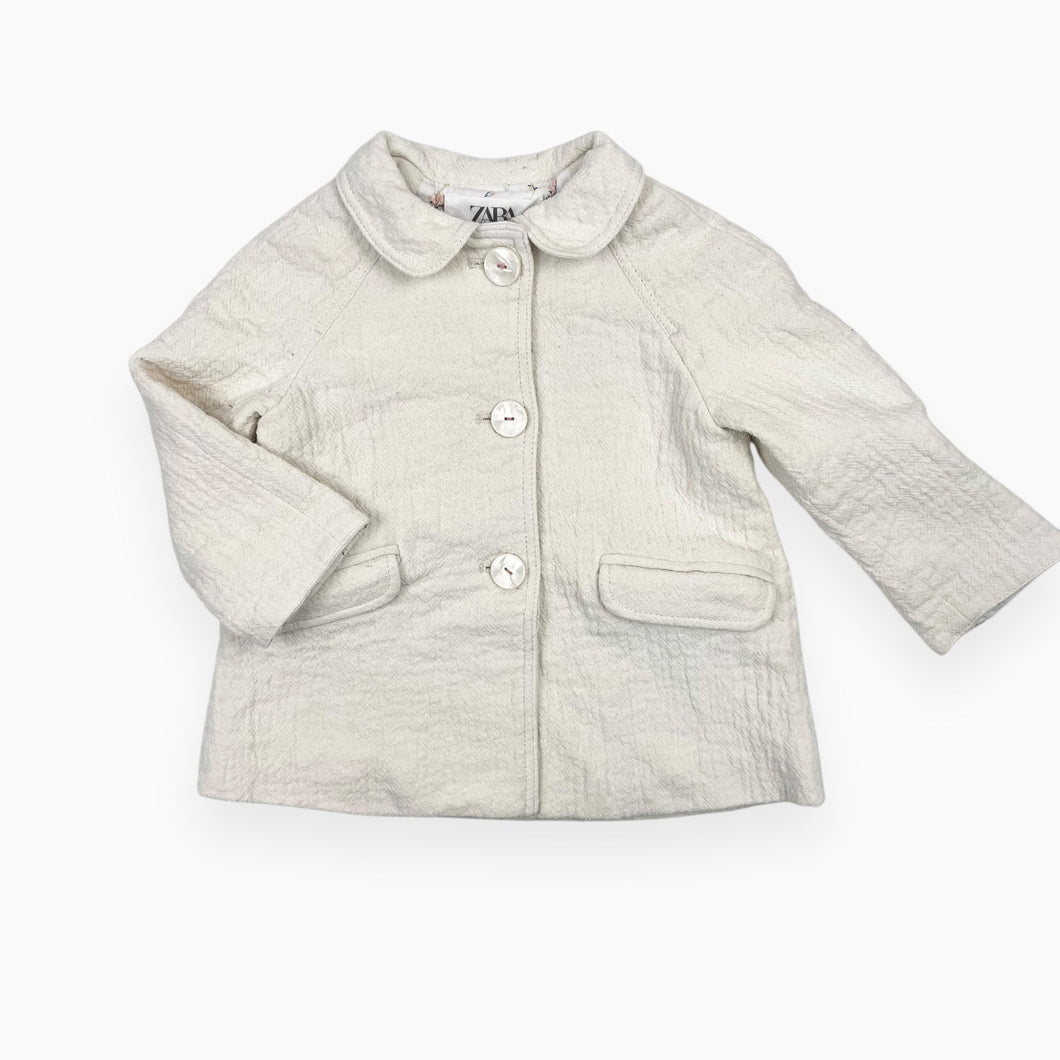 Manteau ivoire doublé en coton à motif floral 9-12M