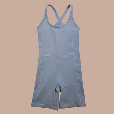Combi short sport gris-bleu pour femmes S