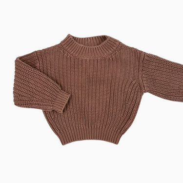Pull chunky marron-prune en tricot 2-3Y