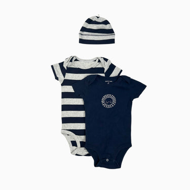 Duo de cache-couche marine et à rayures avec bonnet 9M