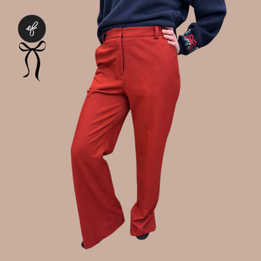 Pantalon rouge cardinal vintage en laine et poly pour femmes 10US