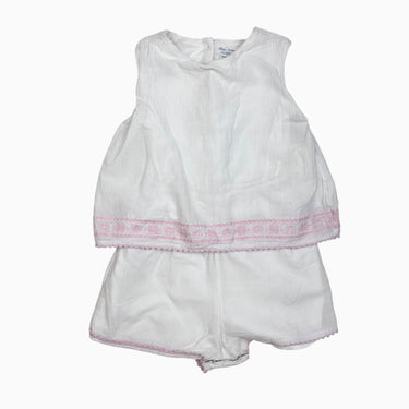Combi-short blanche avec dentelle rose 18M