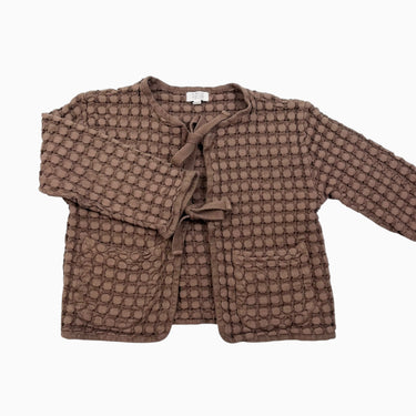 Cardigan noisette en coton gaufré 4-5Y