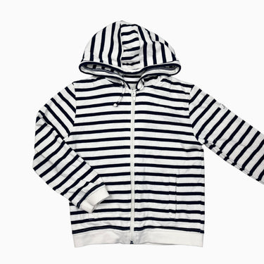 Veste à capuchon crème à rayures marine 6Y