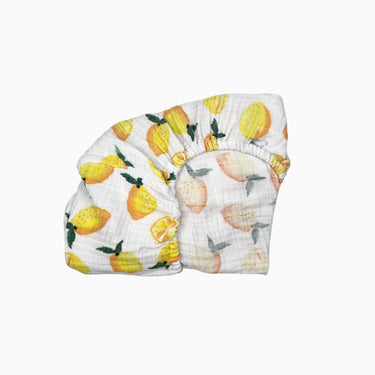 Drap contour pour matelas à langer 'citrons' en mousseline
