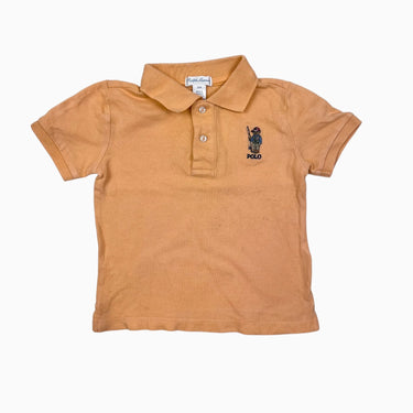 Polo orange avec ourson emblématique en coton piqué 24M