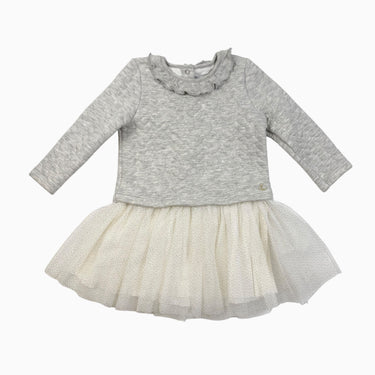 Robe grise matelassée avec volant en tulle 18M