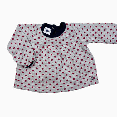 Haut gris pois rouge 12M