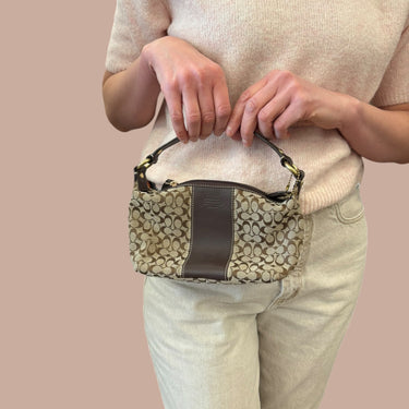 Petit sac à main monogramme chocolat pour femmes 23x12x8CM