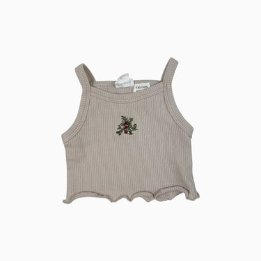 Camisole avec fleurs brodées côtelé 3-6M