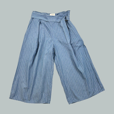 Pantalon 'cropped' en coton chambray à rayures pour femmes XS