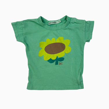 T-shirt vert avec fleur jaune 6M