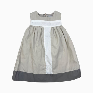 Robe vintage greige à larges rayures blanches 3Y