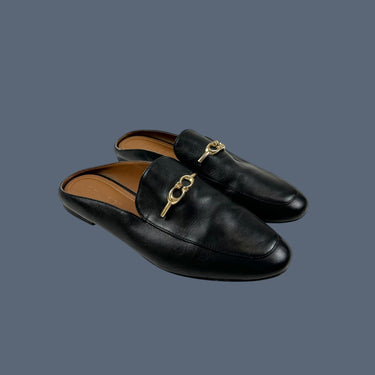 Loafers 'slip-on' noirs en cuir pour femmes 8.5US