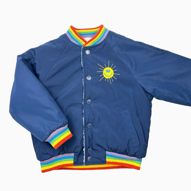 Manteau style bomber réversible marine et sherpa 4Y