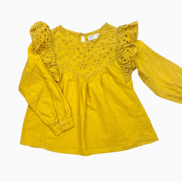 Blouse ocre avec broderie anglaise 5Y