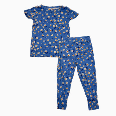Pyjama bleu fleuri en bambou et spandex 18-24M