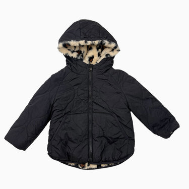 Manteau réversible noir matelassé et léopard 3Y