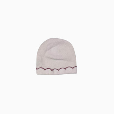 Bonnet festonné rose en tricot 0-3M