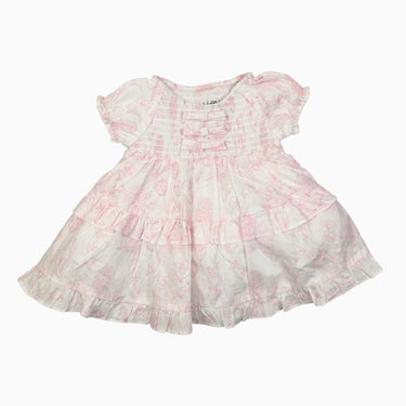 Robe blanche fleurs roses avec smock 3-6M