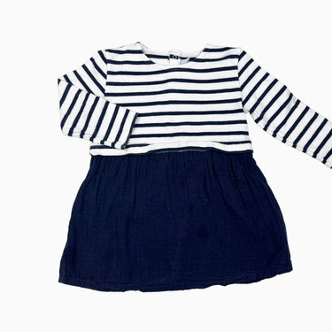 Robe à rayures marine avec volant en mousseline 36M