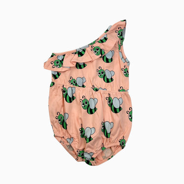 Barboteuse asymétrique corail 'abeilles' 6Y