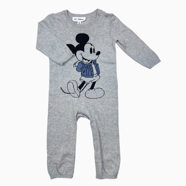 Combi grise en tricot coton Mickey 12-18M