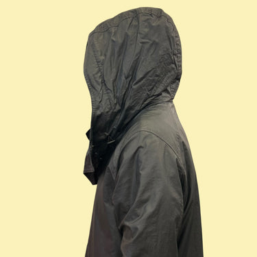 Manteau de pluie ciré noir avec capuchon pour femmes 10US