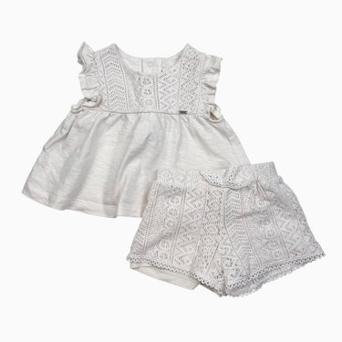 Ensemble camisole avec short écru crocheté 12M