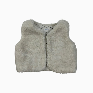 Veste sans manche blanche en peluche 6M