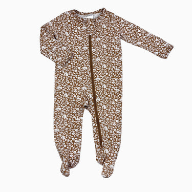 Pyjama caramel fleuri en coton et spandex 6-12M