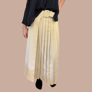 Jupe maxi ceinturée vanille en poly et spandex pour femmes 2US