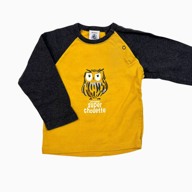 Chandail ocre 'super chouette' 18M