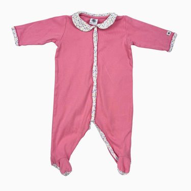 Pyjama rose bonbon à col claudine imprimé floral en coton 3M