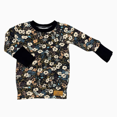 Chandail noir fleuri en coton et spandex 3-12M