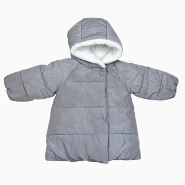 Manteau gris à pois doublé en peluche 18M
