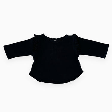 Pull noir en coton french terry avec boutons pressions au dos 3M