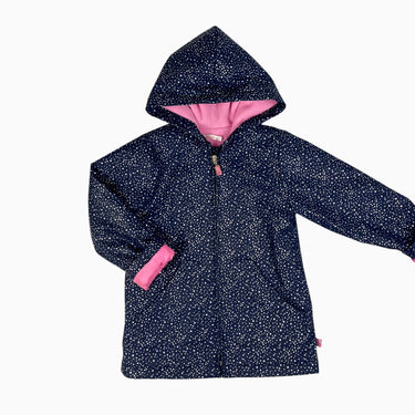 Manteau de pluie marine à pois argenté doublé en polar 6Y