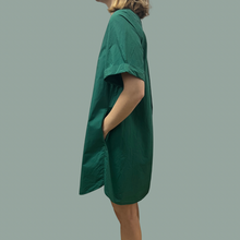 Load image into Gallery viewer, Robe verte en coton avec poches pour femmes 4US

