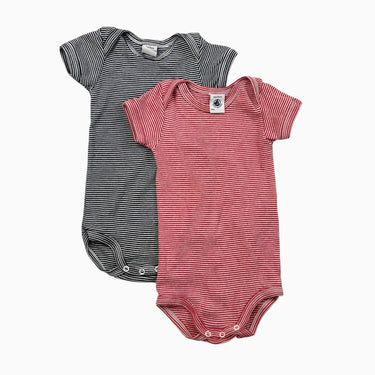 Duo de cache-couche à rayures rouges et marine 12M