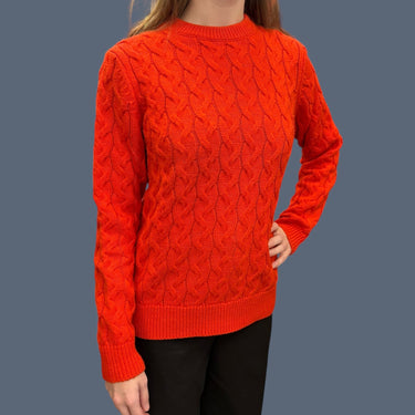 Pull rouge 'poppy' en tricot de laine et acrylique torsadé pour femmes S