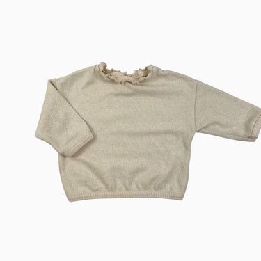Pull à col frisé jaune paille 3-6M