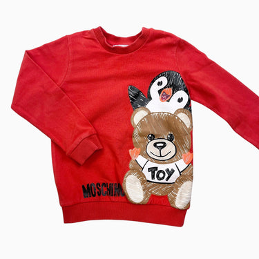Pull rouge 'ourson et pingouin' 2Y
