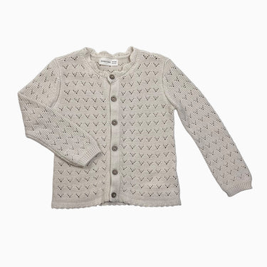 Cardigan vanille en tricot de coton pointelle 18-24M
