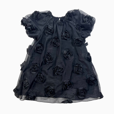 Robe noire fleurs rosettes 4-5Y