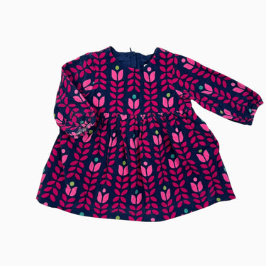 Robe marine fleurie en corduroy 6M